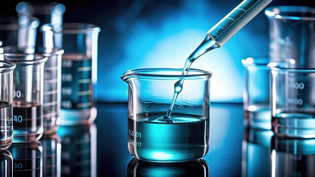 Close up of methadone being dripped into a beaker, English labeled , methadone