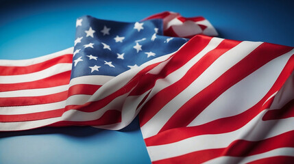 Obraz premium Labor Day Celebration American Flag On Blue Background