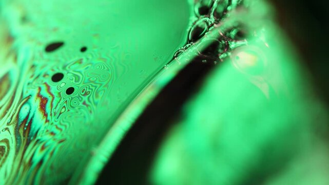 Green fluid art, fluid circle, plasma, fluid movement, dark horror background, liquid in macro, fantastic movement