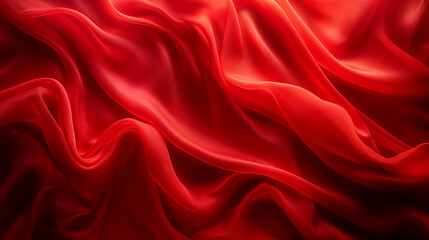Obraz premium Red silk fabric background, top view.