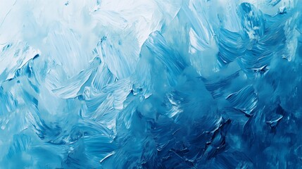 Obraz premium Abstract blue textured artwork depicting ocean waves, created with vibrant brushstrokes during daylight hours