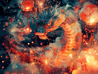 New year wallpaper for 2025, traditional Chinesse year of the snake - ai generated
