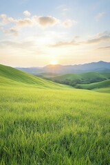 Fototapeta premium A peaceful sunset over rolling hills, inviting loving calm and the appreciation of nature's artistry