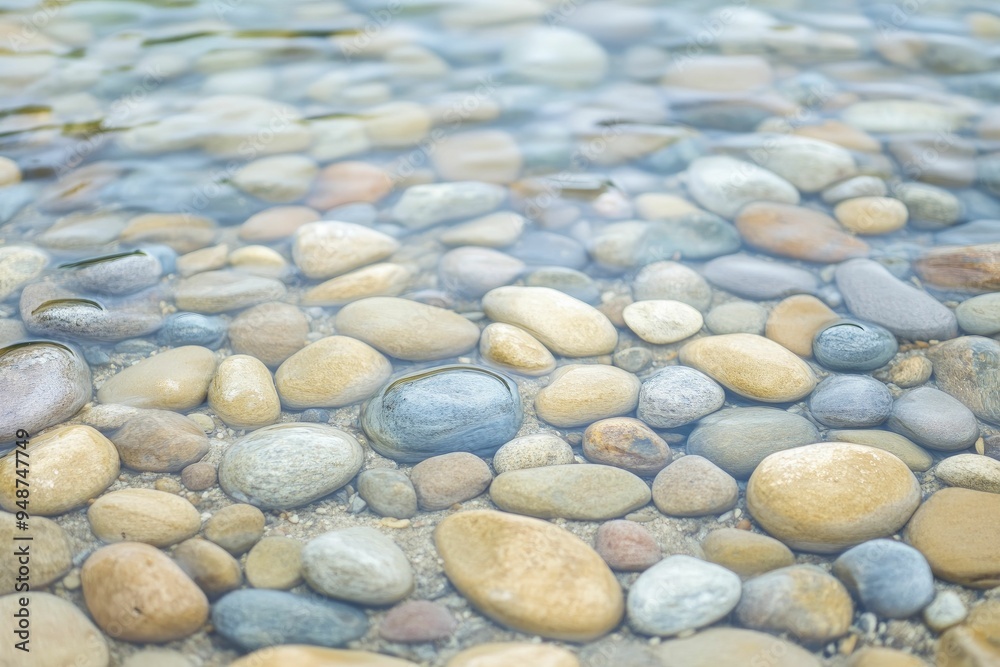 Poster Luminous waters cascading over polished stones, capturing the serenity and the spirit of deep affection.