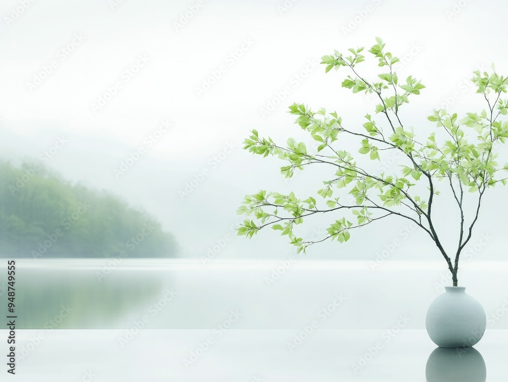 Canvas Prints Mindful Serenity Found in the Tranquil Embrace of a Still Lake