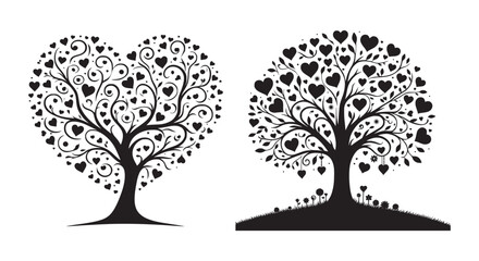 trees silhouette vector valentine day elements