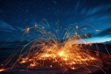 Dazzling pyrotechnics lighting up the night sky, AI generated