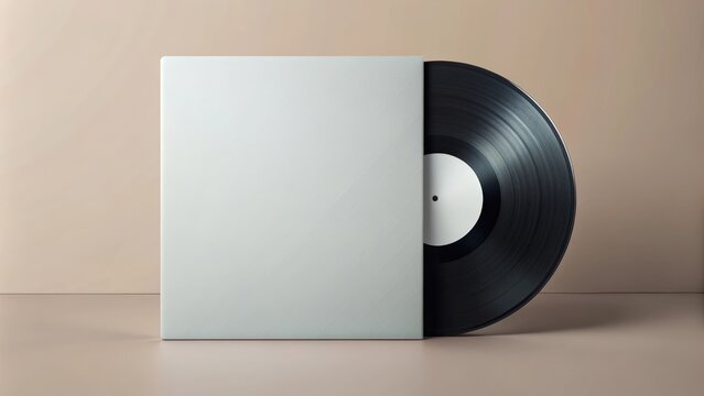 Vinyl disc mockup with blank cover template for music album design, vinyl, disc, mockup, blank, cover, template, music, album