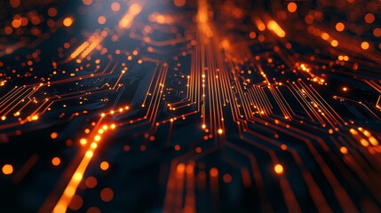 A close-up of microchips and circuits inside a telecommunication device, with data visibly flowing through the pathways