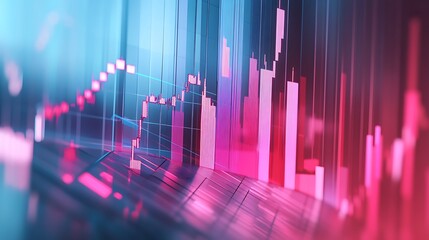 Abstract Digital Financial Chart - Pink and Blue
