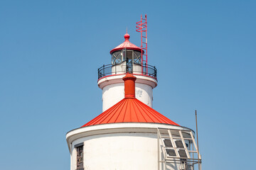 Superior, Wisconsin, USA - August 12th 2024 - Wisconsin point Lighthouse, opened in 1913, in the afternoon sun.