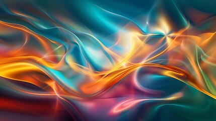 Naklejka premium glowing abstract 3d fire background, with vibrant gradients of warm gold, orange, and red, swirling seamlessly into cool blue and teal, a sense of luxury and elegance