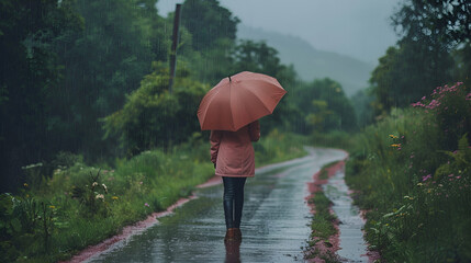 person walking in rain