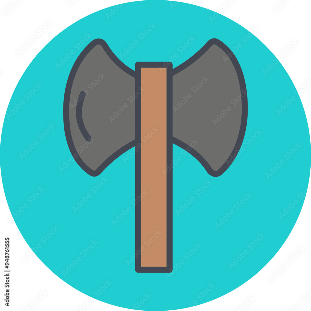 Sticker wood axe vector icon