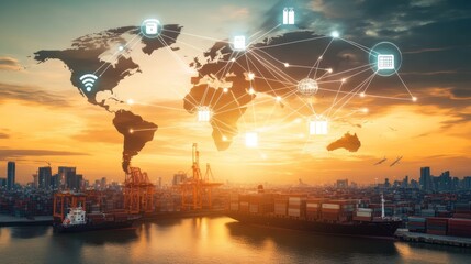 Fototapeta premium Global Network and Trade: A Connected World