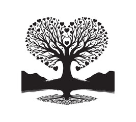 Tree with heart and natural