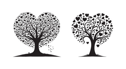 trees with heart silhouette