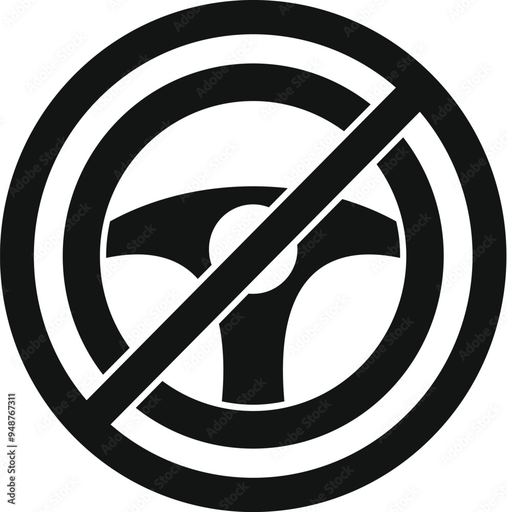 Wall mural simple vector icon representing a traffic sign prohibiting driving, perfect for projects related to 