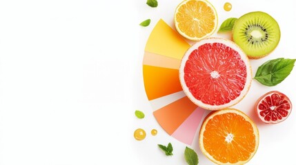 Summer cocktail color palette, vibrant and fruity tones, festive swatch, isolated on white background