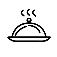 Obraz premium Serving tray with cloche icon in black outline