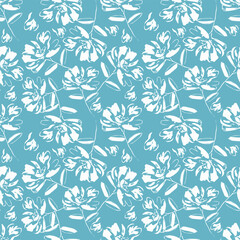 Hand drawn flowers seamless pattern