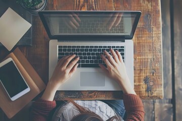 Fototapeta premium Person browsing internet using laptop for online activities