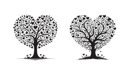 Heart silhouette of trees