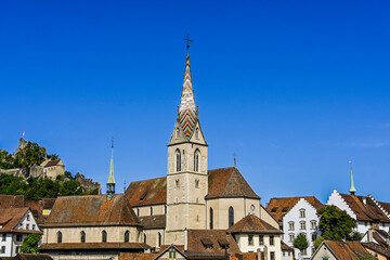 Stadt Baden, katholische Kirche, Altstadt, Altstadthäuser, Ruine Stein, Schlossberg, Stadt,...