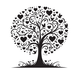 Love tree with elements