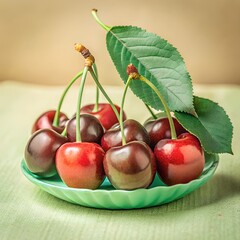 cherries on a wooden table