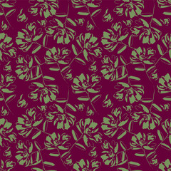 Hand drawn flowers seamless pattern
