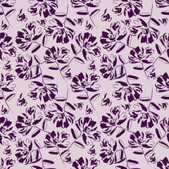 Hand drawn flowers seamless pattern