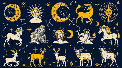 Collection of zodiac signs  explore the astrological horoscope and their unique characteristics