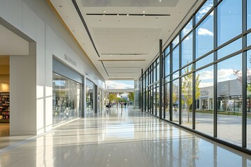 Obraz premium The large windows, natural light to illuminate shopping center. Generative AI.