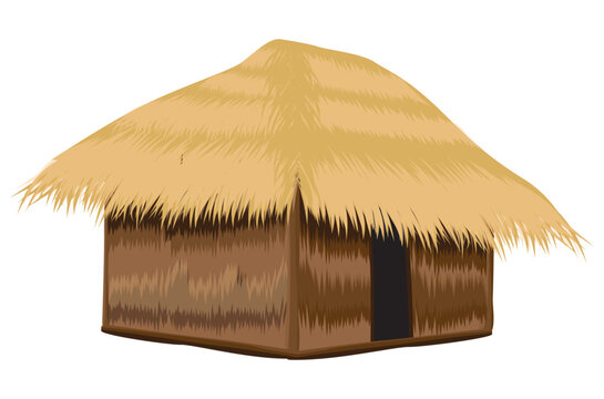 isolated straw hut on white background vector design