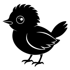 Baby Bird Silhouette Black Vector