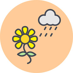 Flower with rain Vector Icon