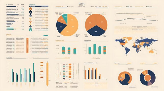 A financial report page with a detailed analysis of revenue streams, including a pie chart and bar graph.