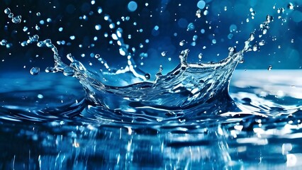 A Blue Water Fluid Liquid Splash Background