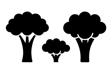 Broccoli silhouette black and white vector illustration