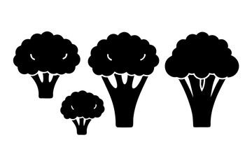 Broccoli silhouette black and white vector illustration