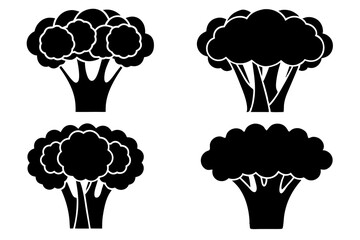 Broccoli silhouette black and white vector illustration