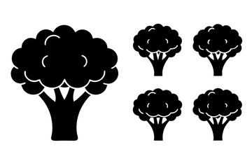Broccoli silhouette black and white vector illustration