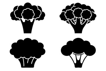 Broccoli silhouette black and white vector illustration