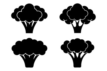 Broccoli silhouette black and white vector illustration