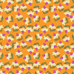 Colorful flowers and branchs whit shadow on a white backgeound.