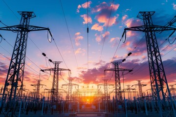 Electrical substation distributing power to homes