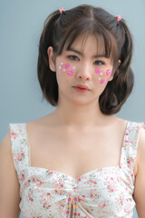 Close up beautiful asian woman,Kawaii girl style,