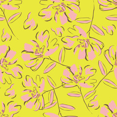 Colorful flowers and branchs whit shadow on a white backgeound.