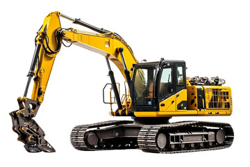 Robust Construction Equipment in Action on White Background